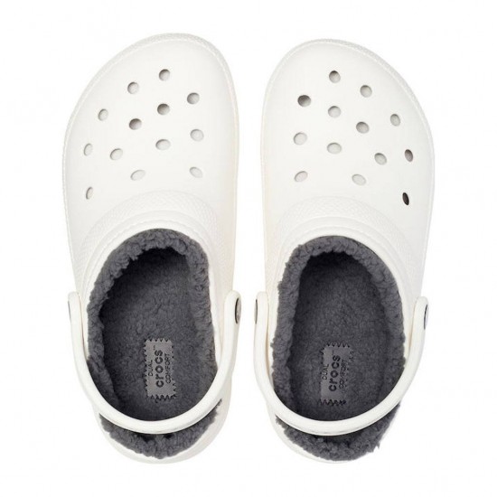 CROCS CLASSIC LINED CLOG 20359110M ΛΕΥΚΟ ΓΚΡΙ