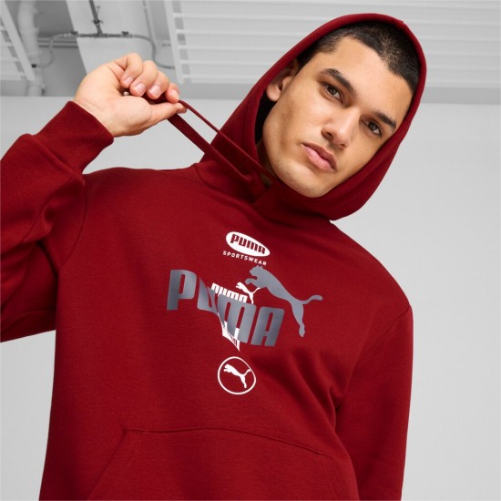 PUMA POWER GRAPHIC HOODIE 681741 13 ΜΠΟΡΝΤΟ