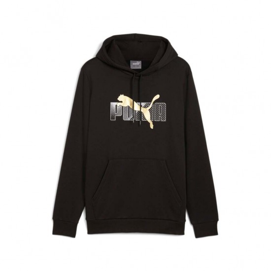 PUMA ESS + LOGO LAB HOLIDAY HOODIE 681851 01 ΜΑΥΡΟ ΧΡΥΣΟ