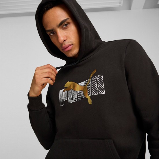 PUMA ESS + LOGO LAB HOLIDAY HOODIE 681851 01 ΜΑΥΡΟ ΧΡΥΣΟ